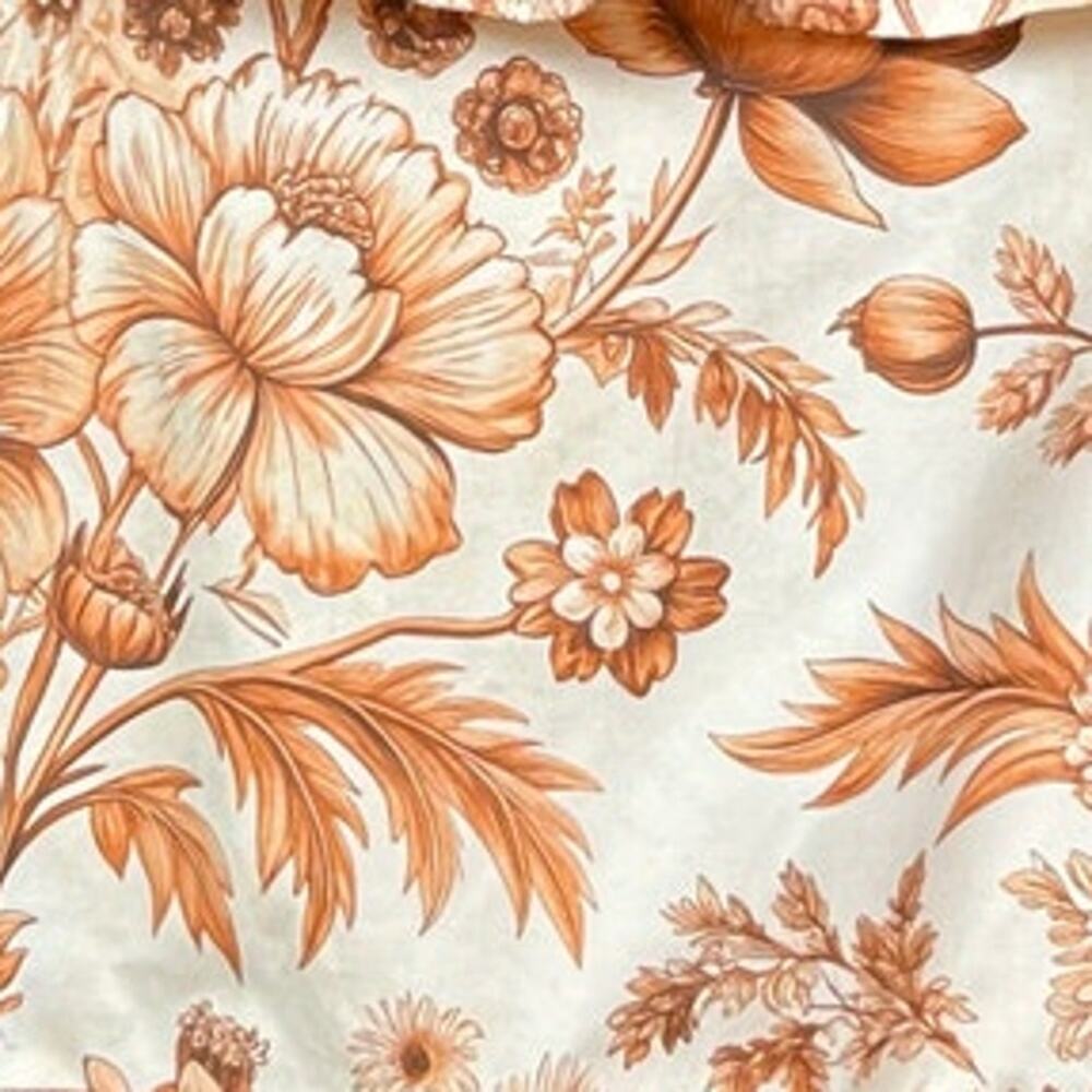Vestique Rust Cream Floral Cotton Puff Sleeve Crop Top Mini Skirt Set M NWT - Picture 8 of 12